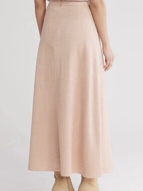NWT Nordstrom Halogen Soft Pink Blush Long Faux Suede Maxi A-line Skirt Small